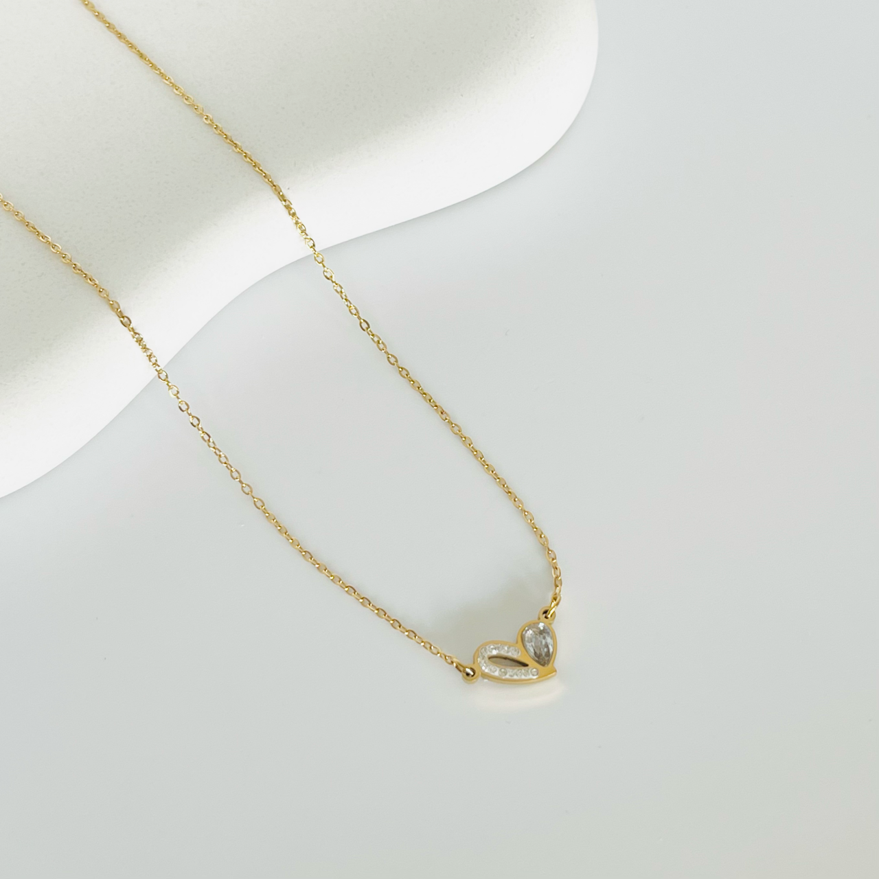 Heart With Stone Gold Necklace