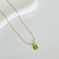 Oval Green Pendant Gold Necklace