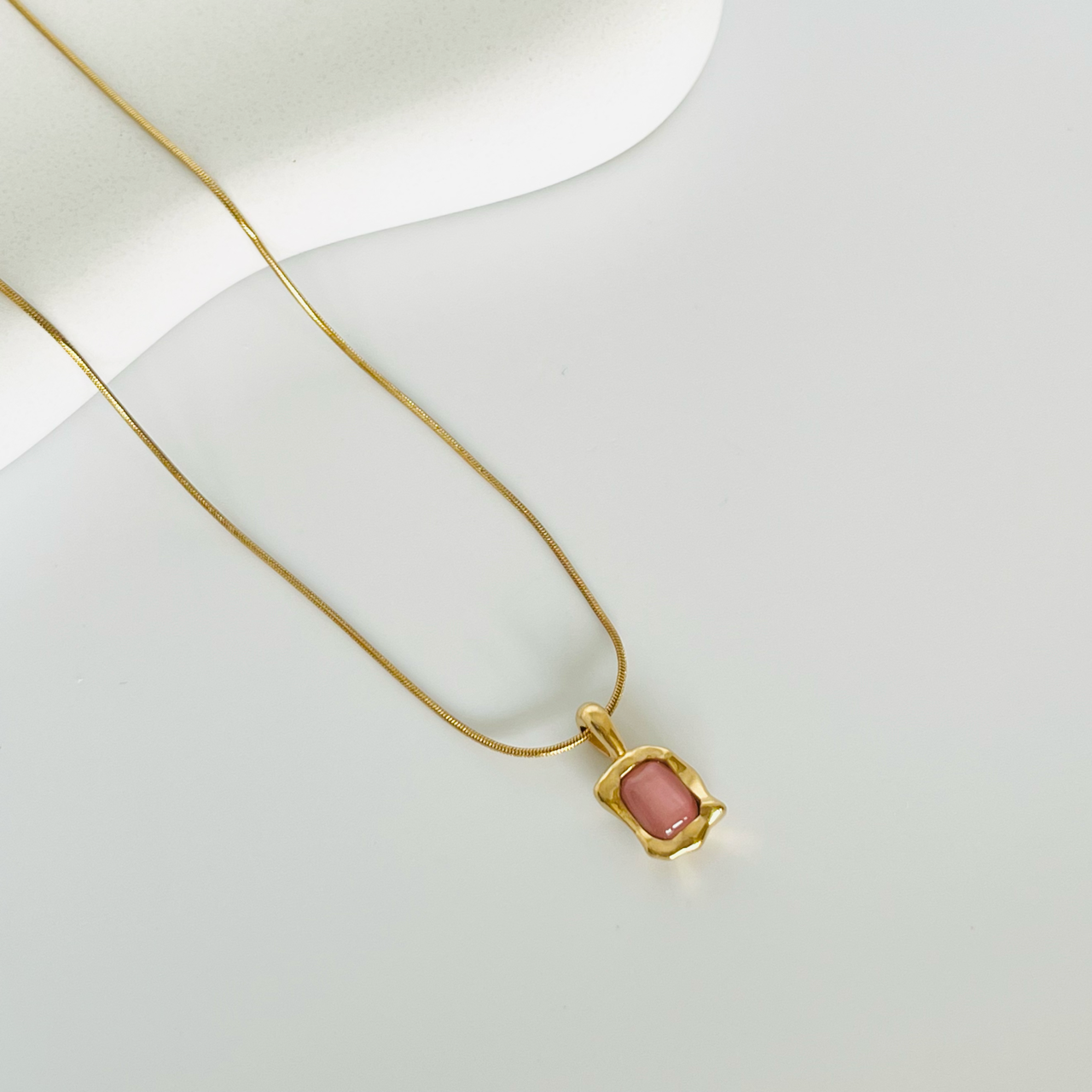 Pink Stone Gold Necklace