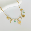 Autumn Green Multi Pendant Gold Necklace