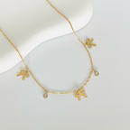 Bow Stone Multi Pendant Gold Necklace