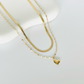 Layered Heart Pendant Gold Necklace
