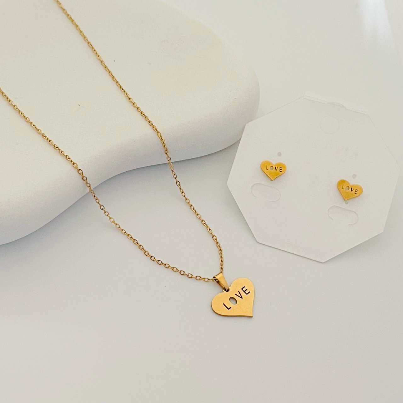 LOVE Gold Combo Set Necklace And Earrings