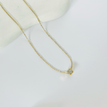 Stoned Cube Gold Necklace