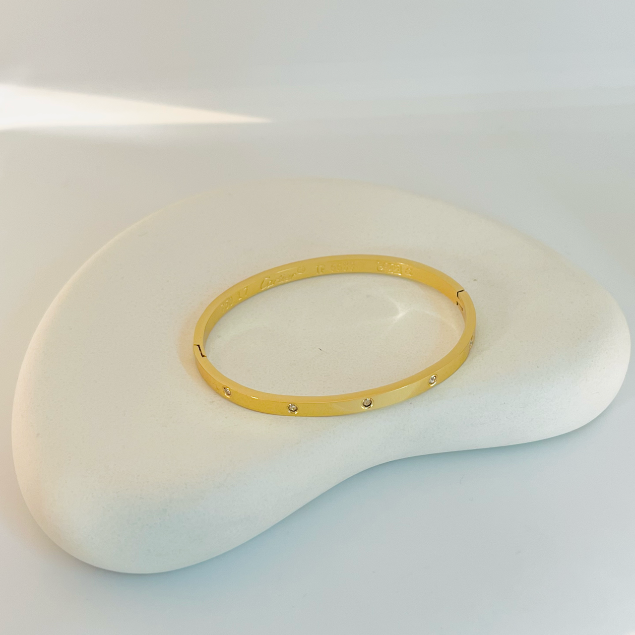 Stone Gold Bangle Bracelet