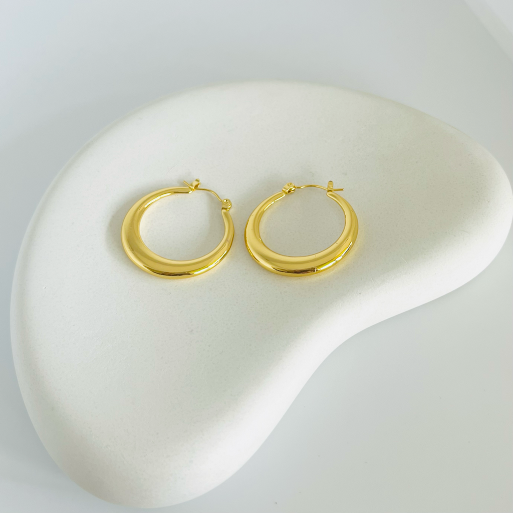 Round Hoop Gold Earrings