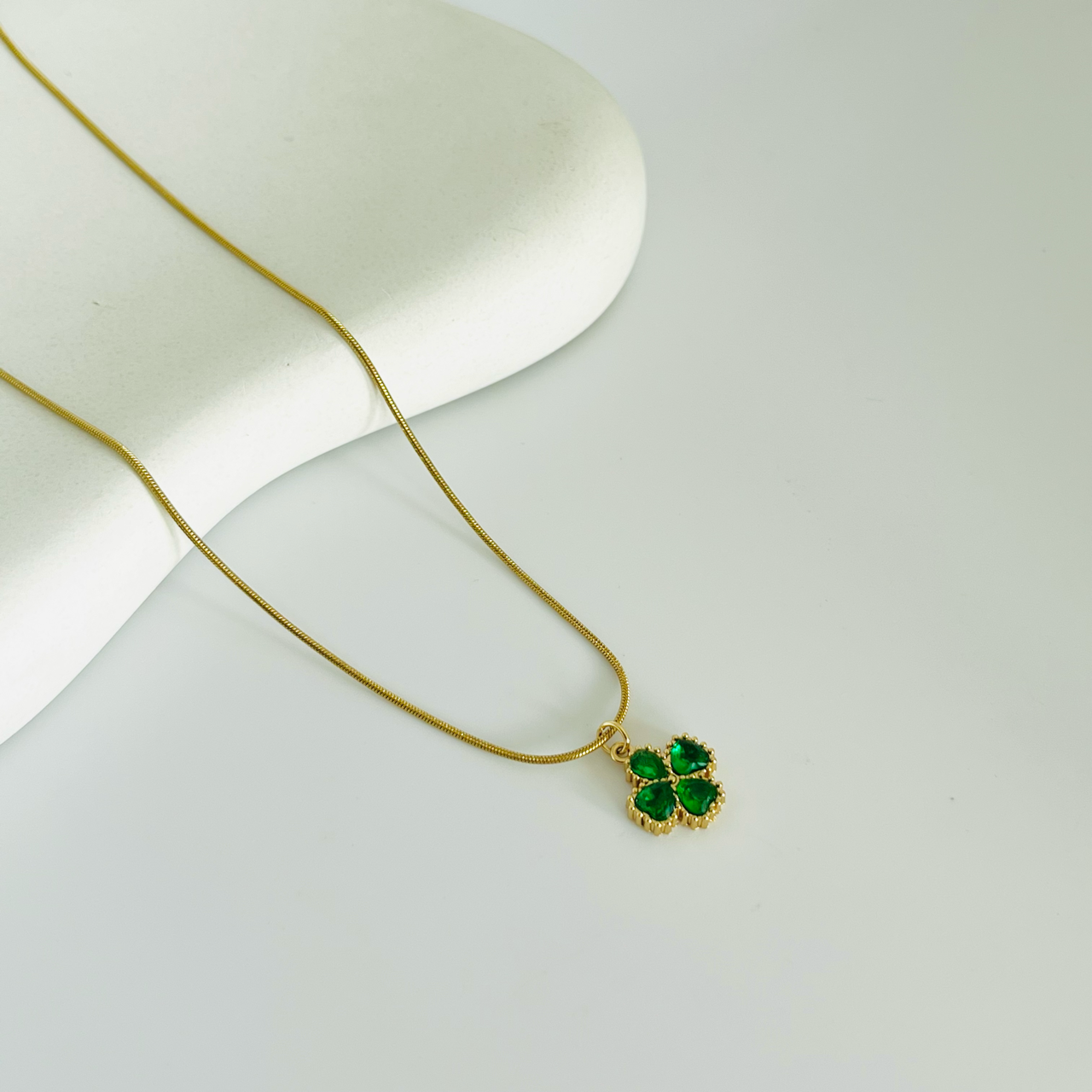 Green Petal Gold Necklace