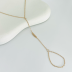 Feather Rose Gold Hand Chain (Bracelet With Ring)
