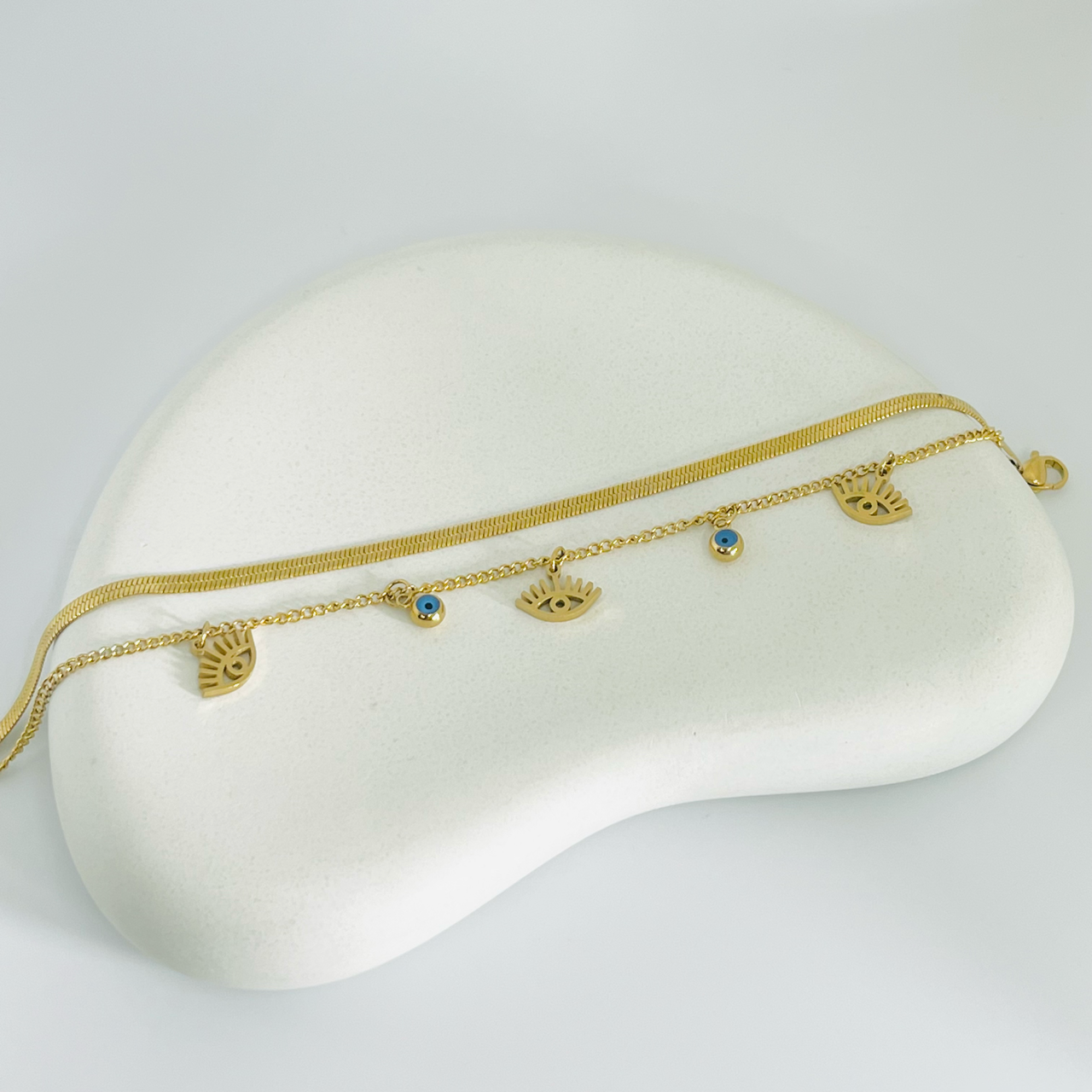 Evil Eye Layered Gold Bracelet