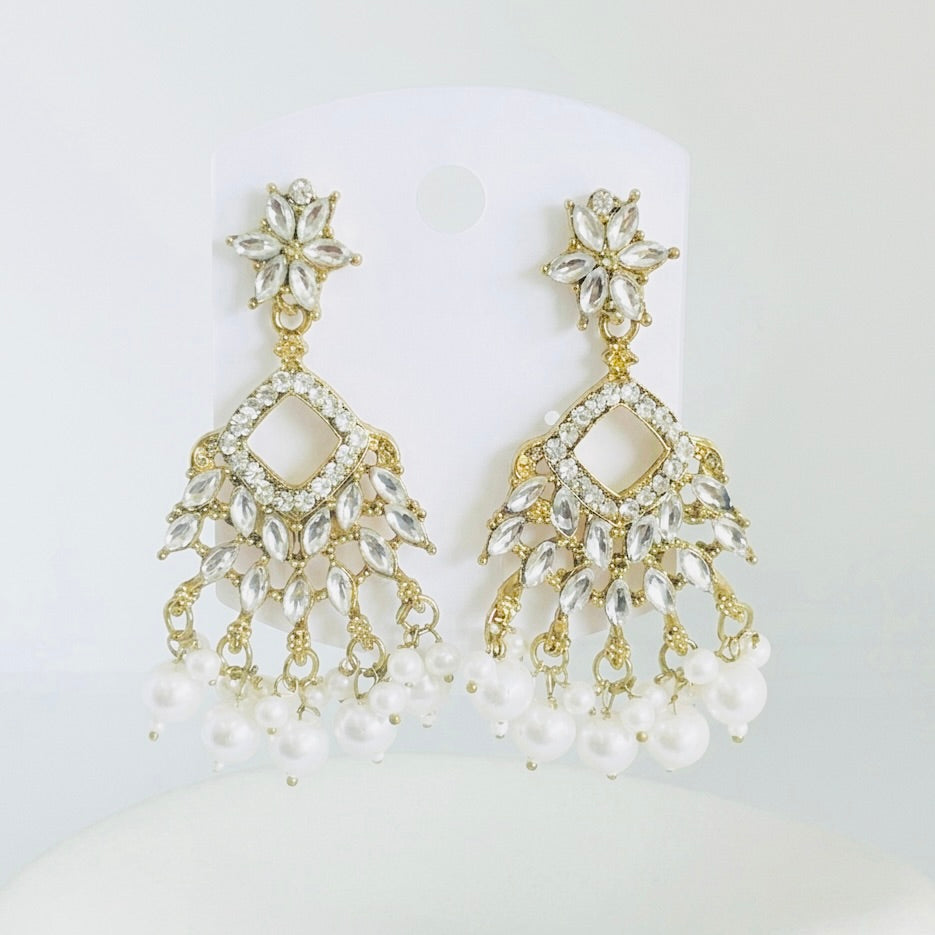 White Stone Jhumkas