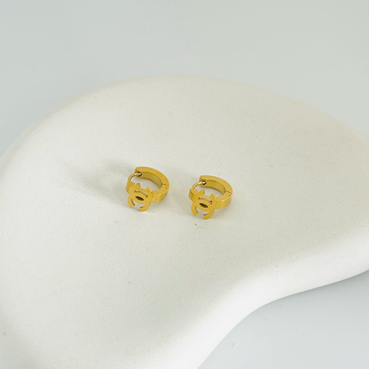 Double Curve Gold Earrings