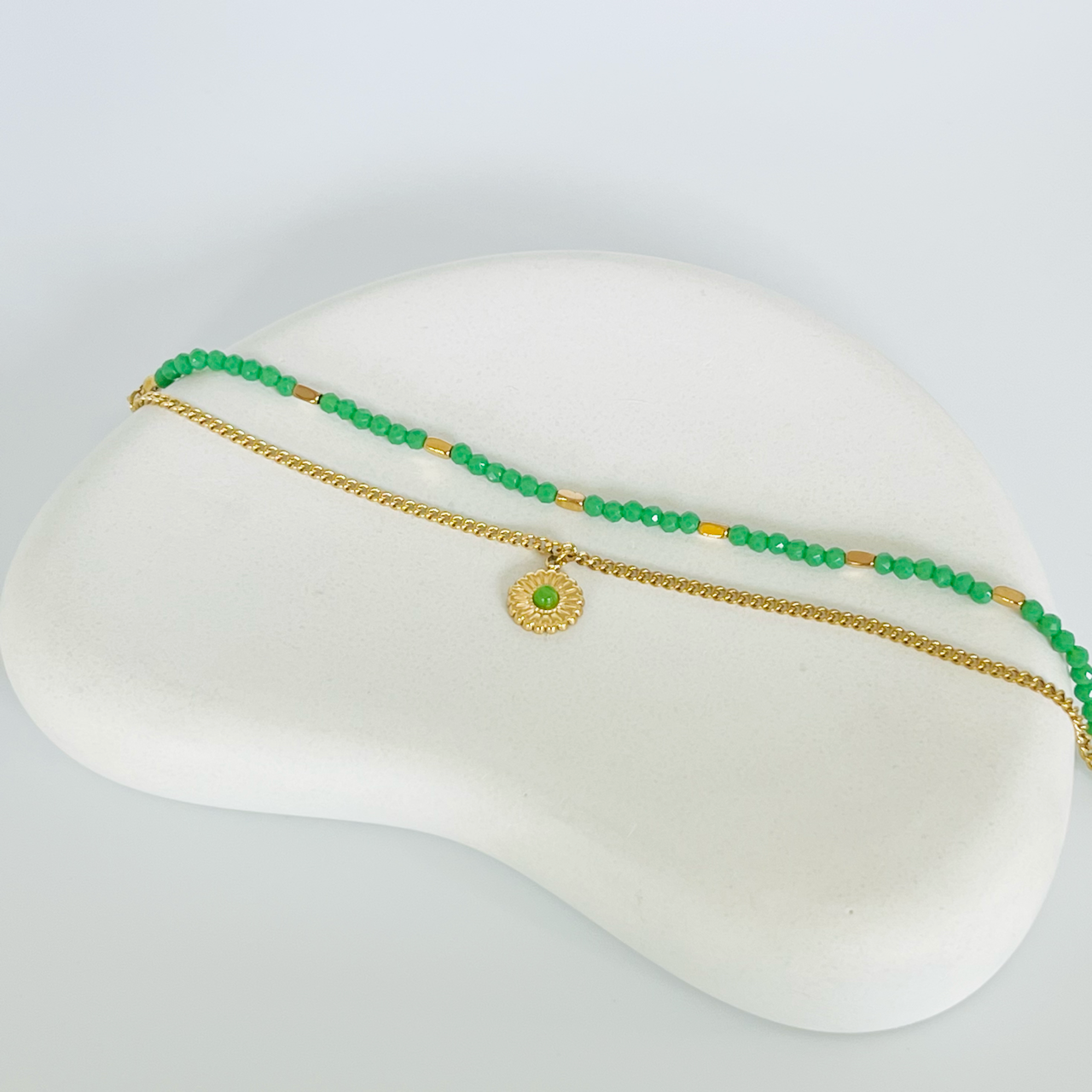 Green Layered Gold Bracelet