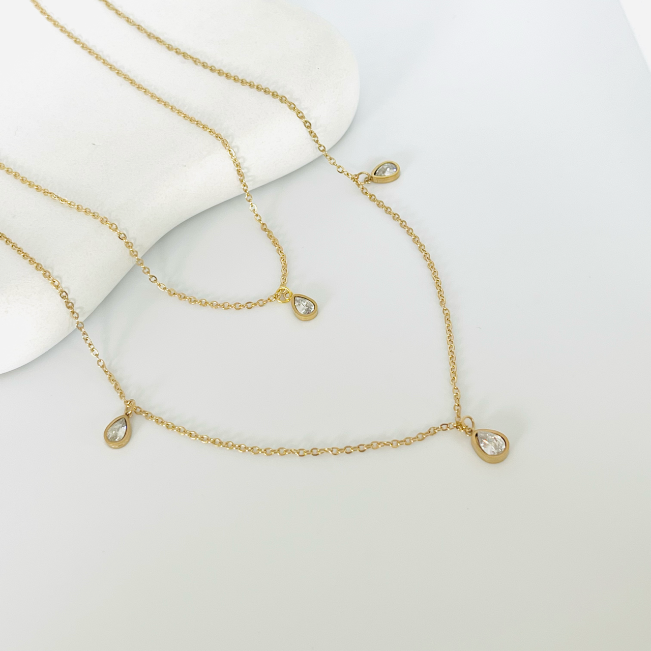 Drop Layered Gold Necklace