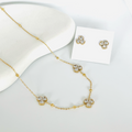 Clover Stone Combo Set Earrings And Necklace