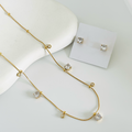 Round Stone Gold Combo Set Earrings And Necklace