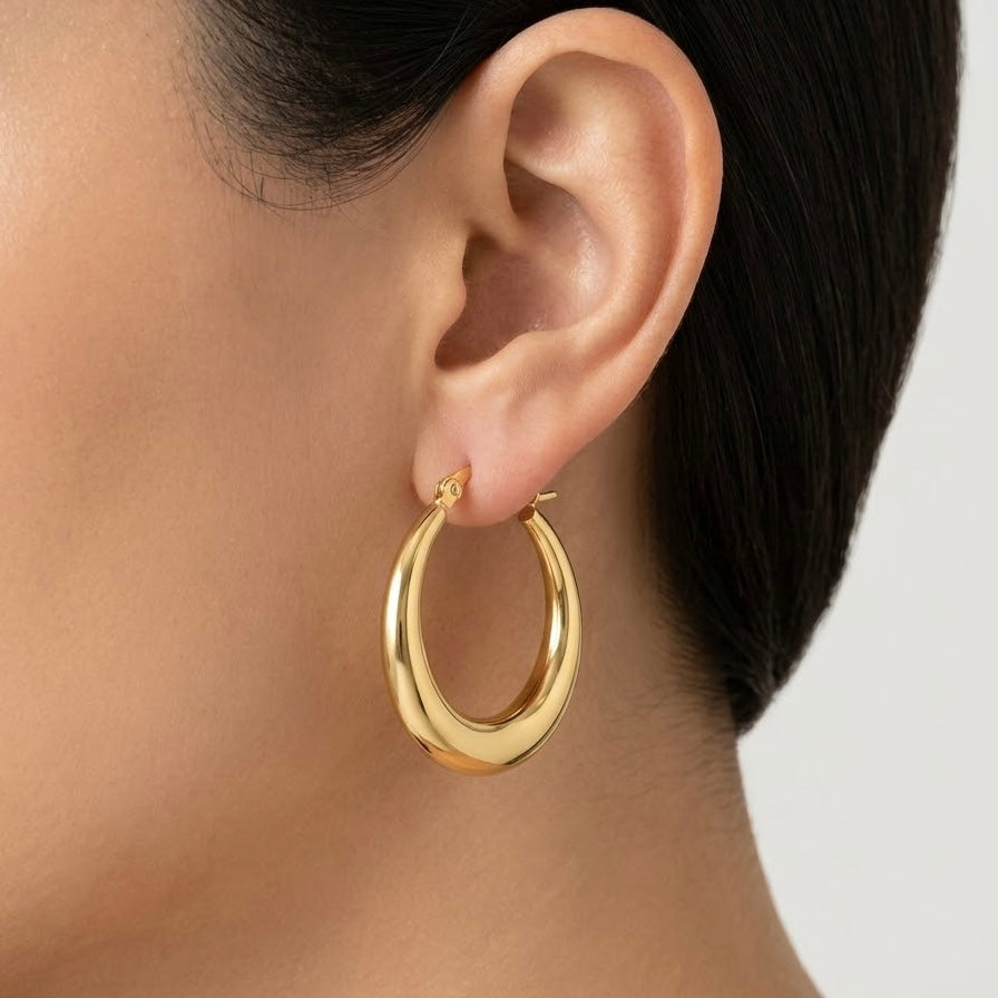 Round Hoop Gold Earrings
