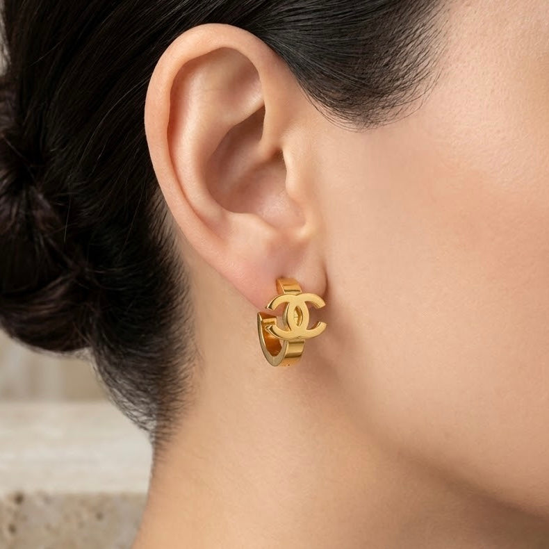 Double Curve Gold Earrings