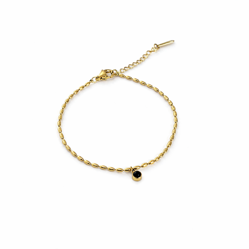 Single Green Stone Gold Bracelet