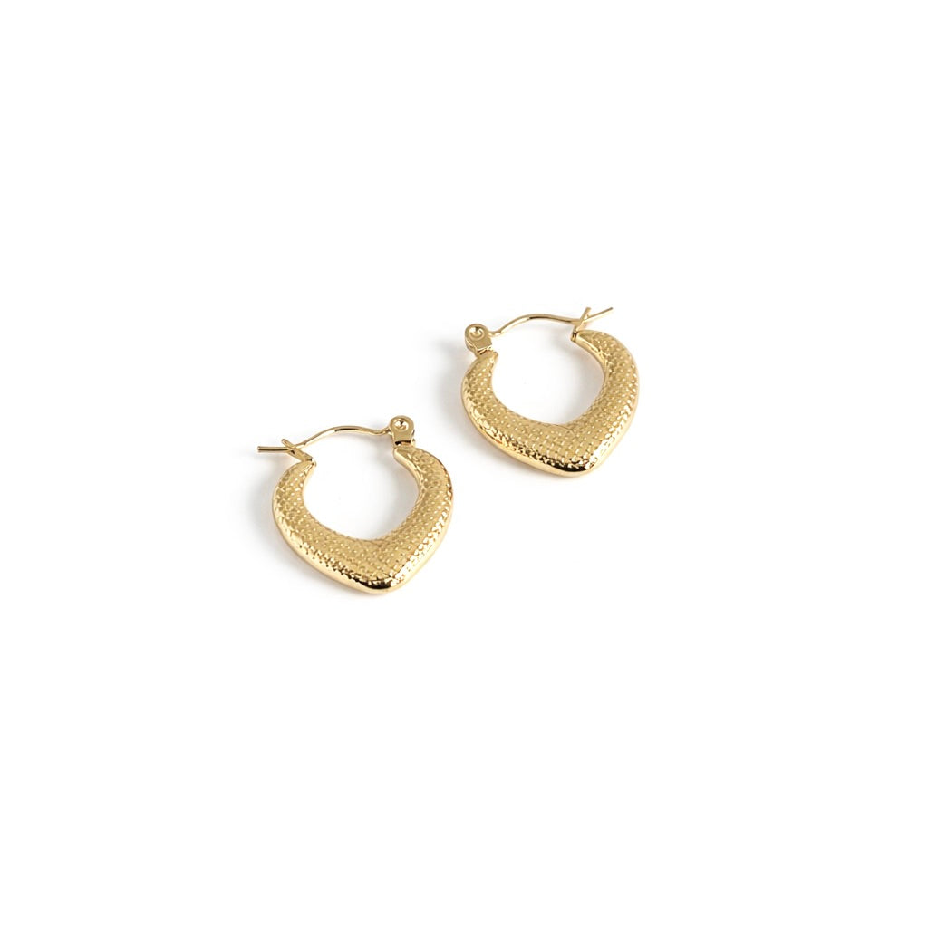 Textured Hoop Gold Earrings