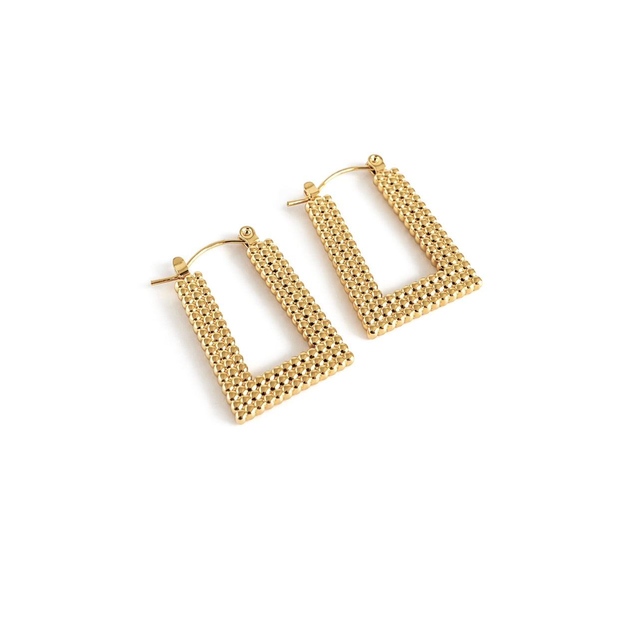 Rectangle Hoop Gold Earrings