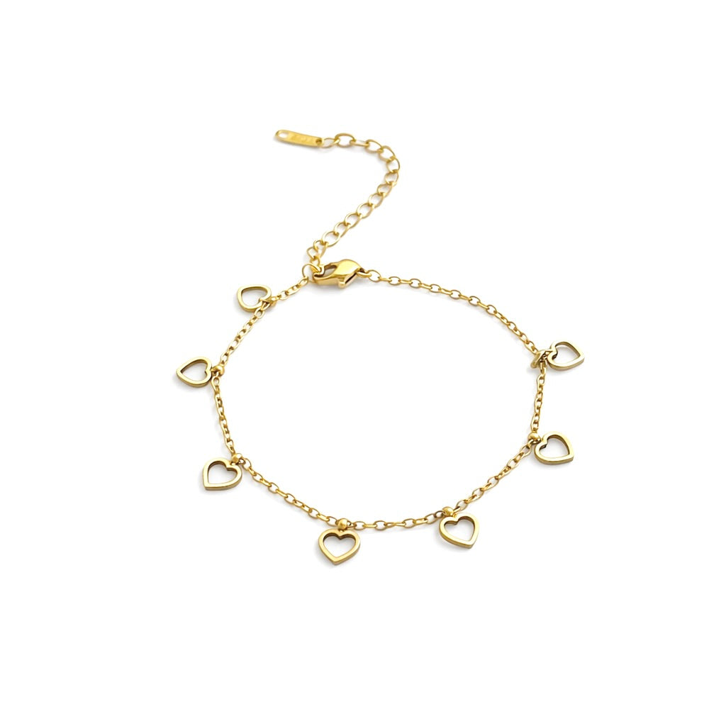 Heart Hang Gold Bracelet