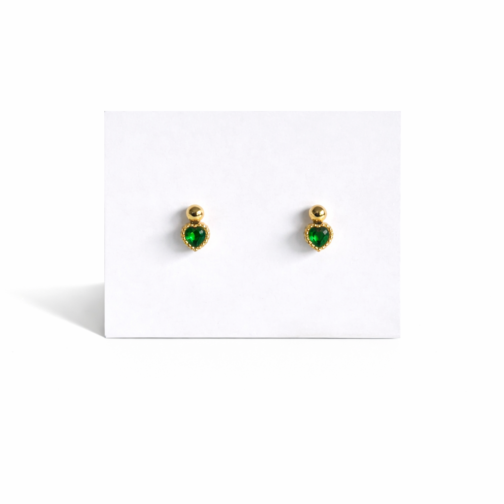 Green Stone Gold Earrings