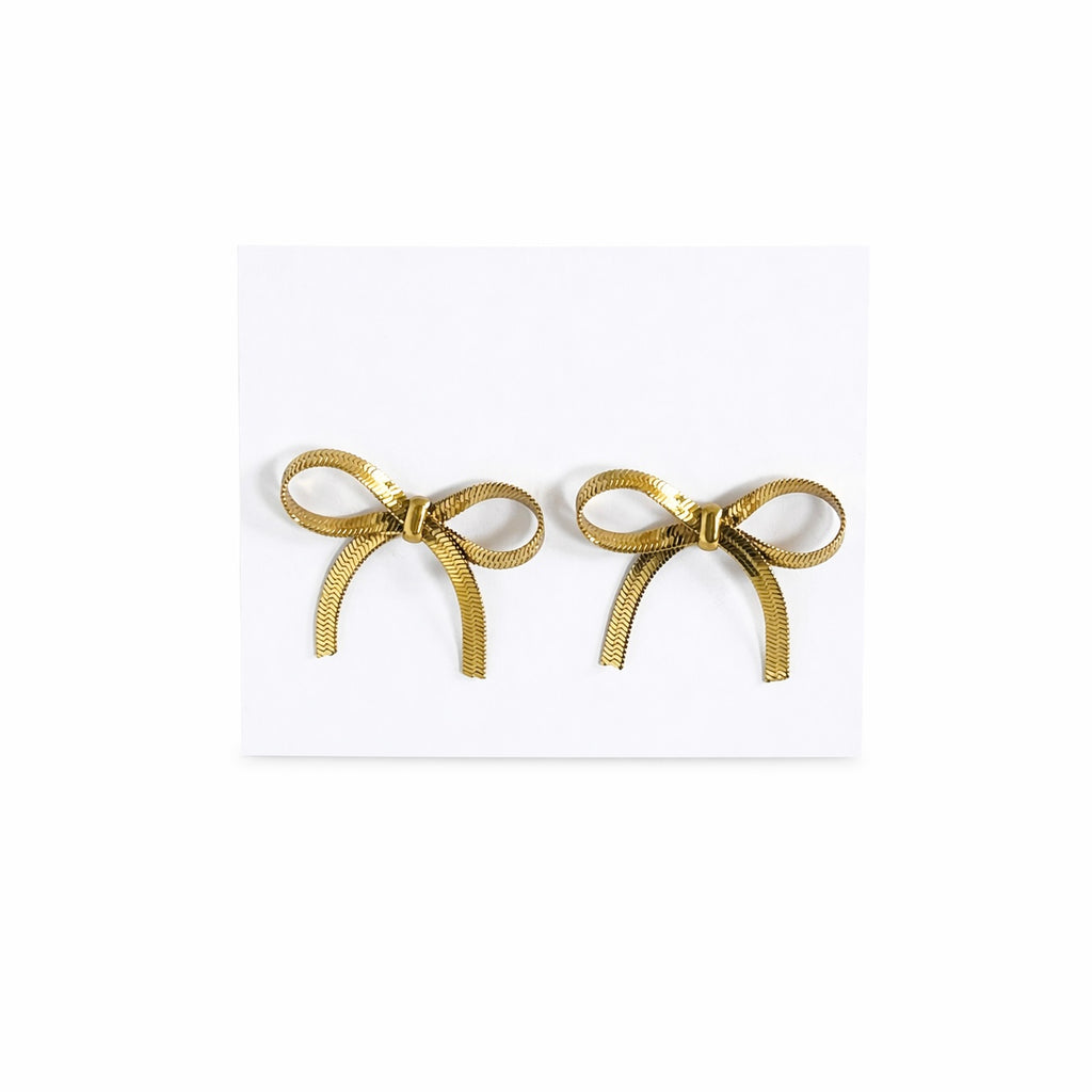 Bow Tie Gold Earrings