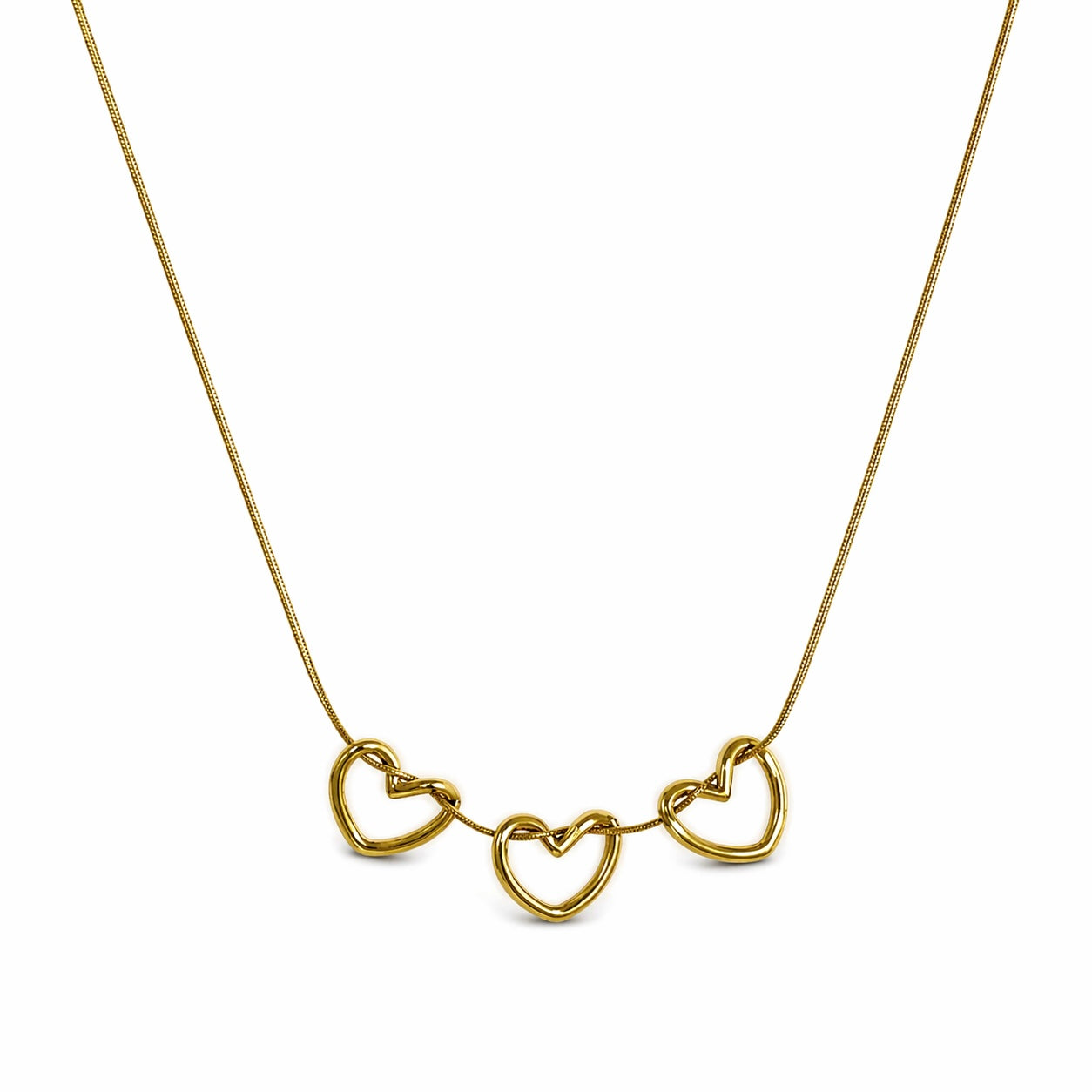 Three Heart Gold Necklace
