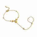 Triple Heart Gold Hand Chain (Ring With Bracelet)