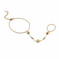 Round Beaded Gold Hand Chain  (Ring With Bracelet)