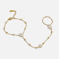 Flower Gold Hand Chain  (Ring With Bracelet)