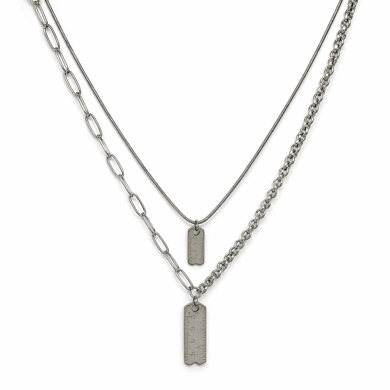 Scale Silver Layered Necklace
