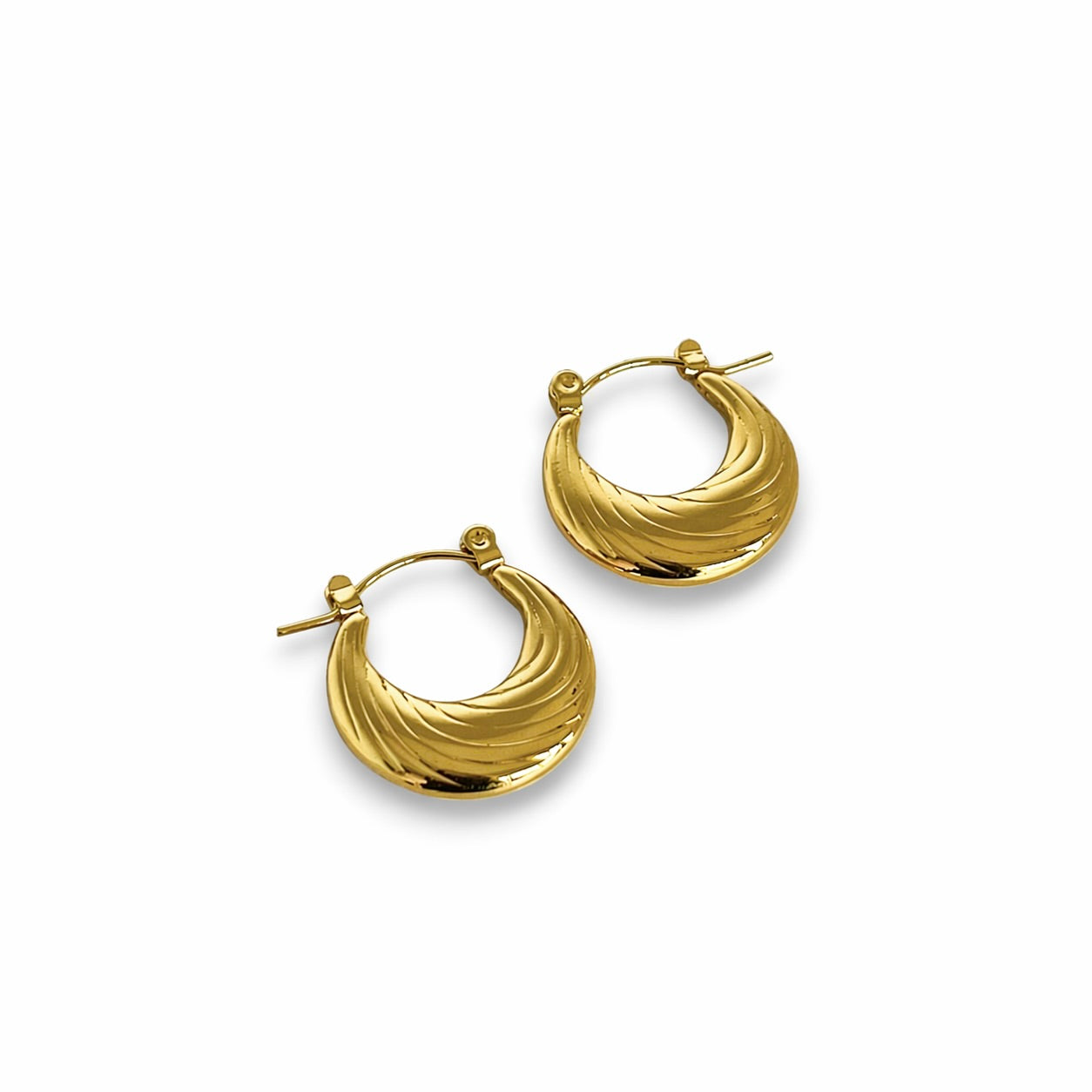 Stripe Hoop Gold Earrings