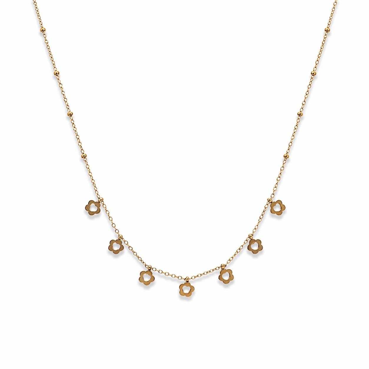 Flower Heart Gold Necklace