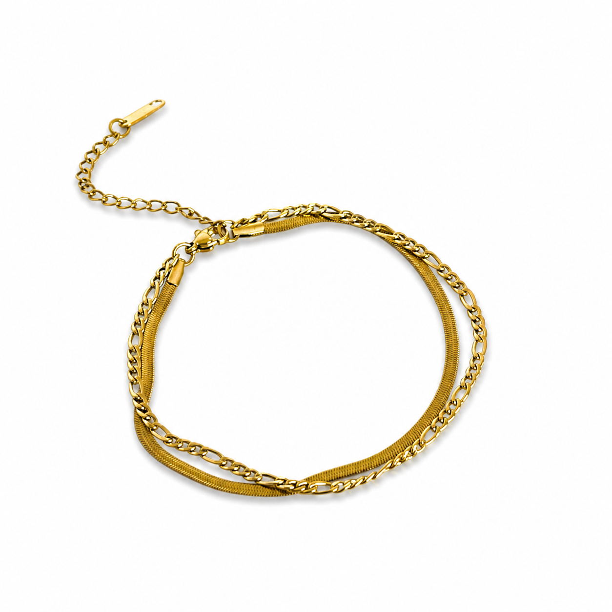 Layered Snake Chain Anklet (Pair)