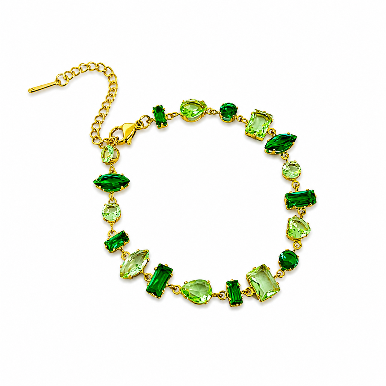 Green Stoned Gold Bracelet