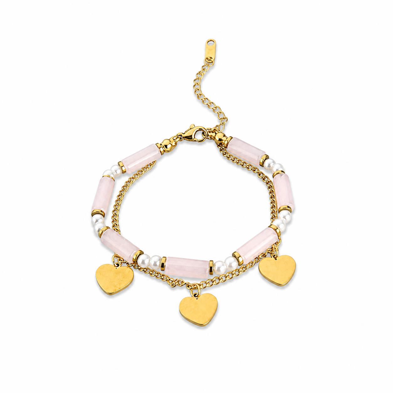 Pearl Heart Gold Bracelet