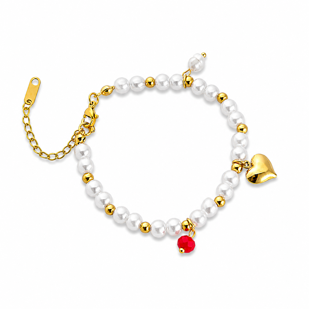 Pearl Heart Gold Bracelet