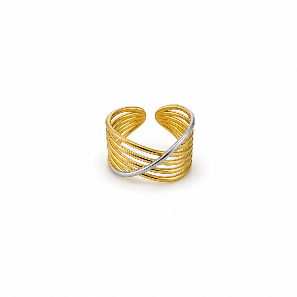 Silver Line Gold Ring (Adjustable Size)