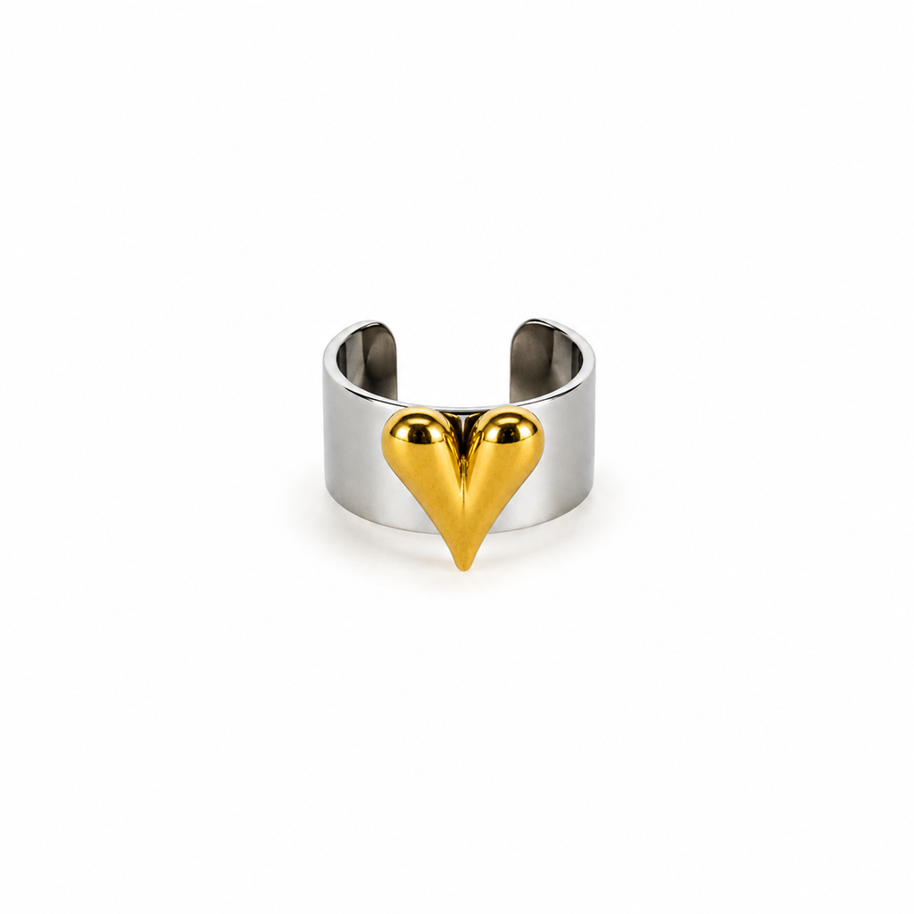 Heart Silver And Gold Ring