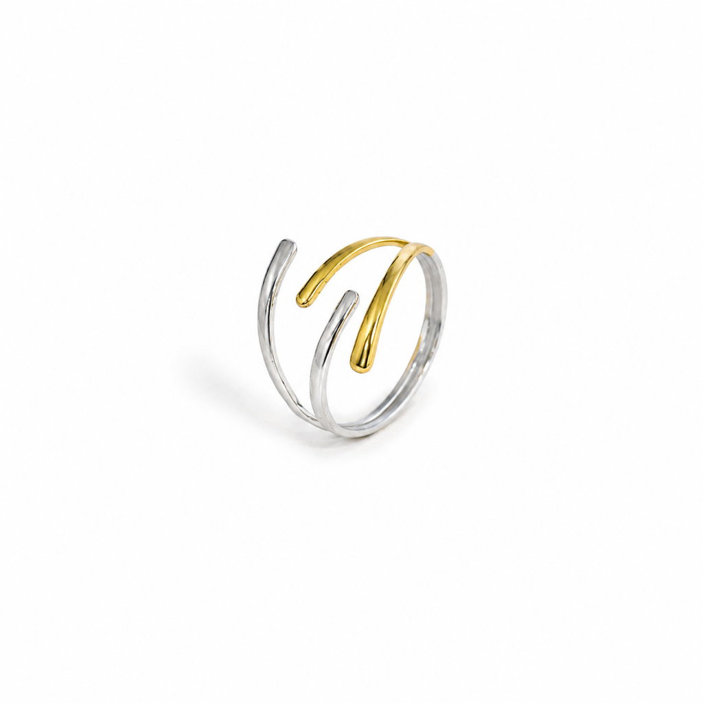 Silver And Gold Ring (Adjustable Size)