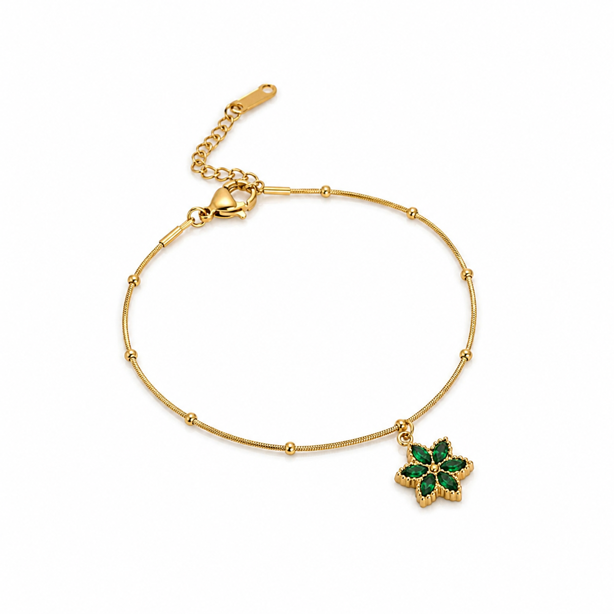 Green Daisy Gold Bracelet