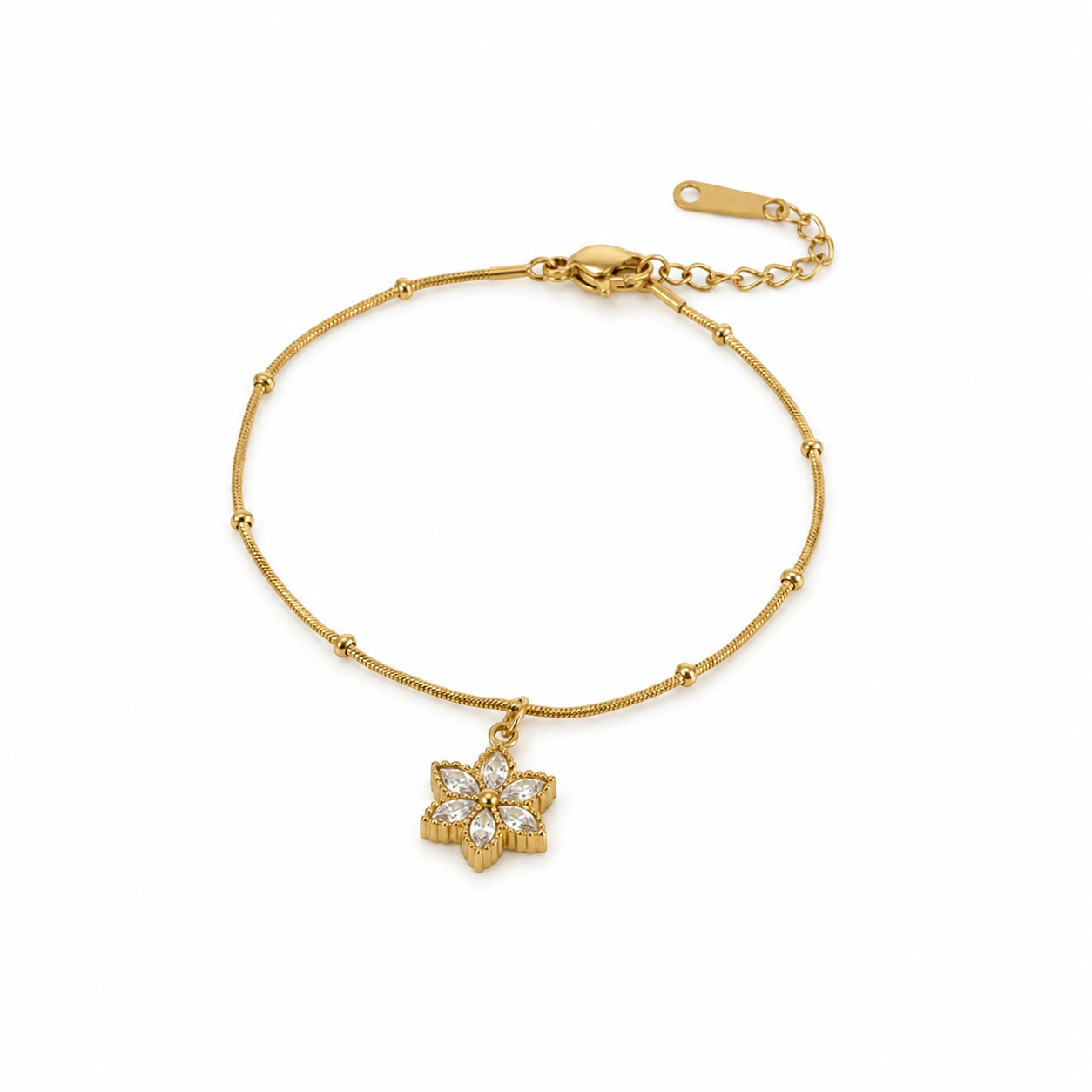 White Daisy Gold Bracelet