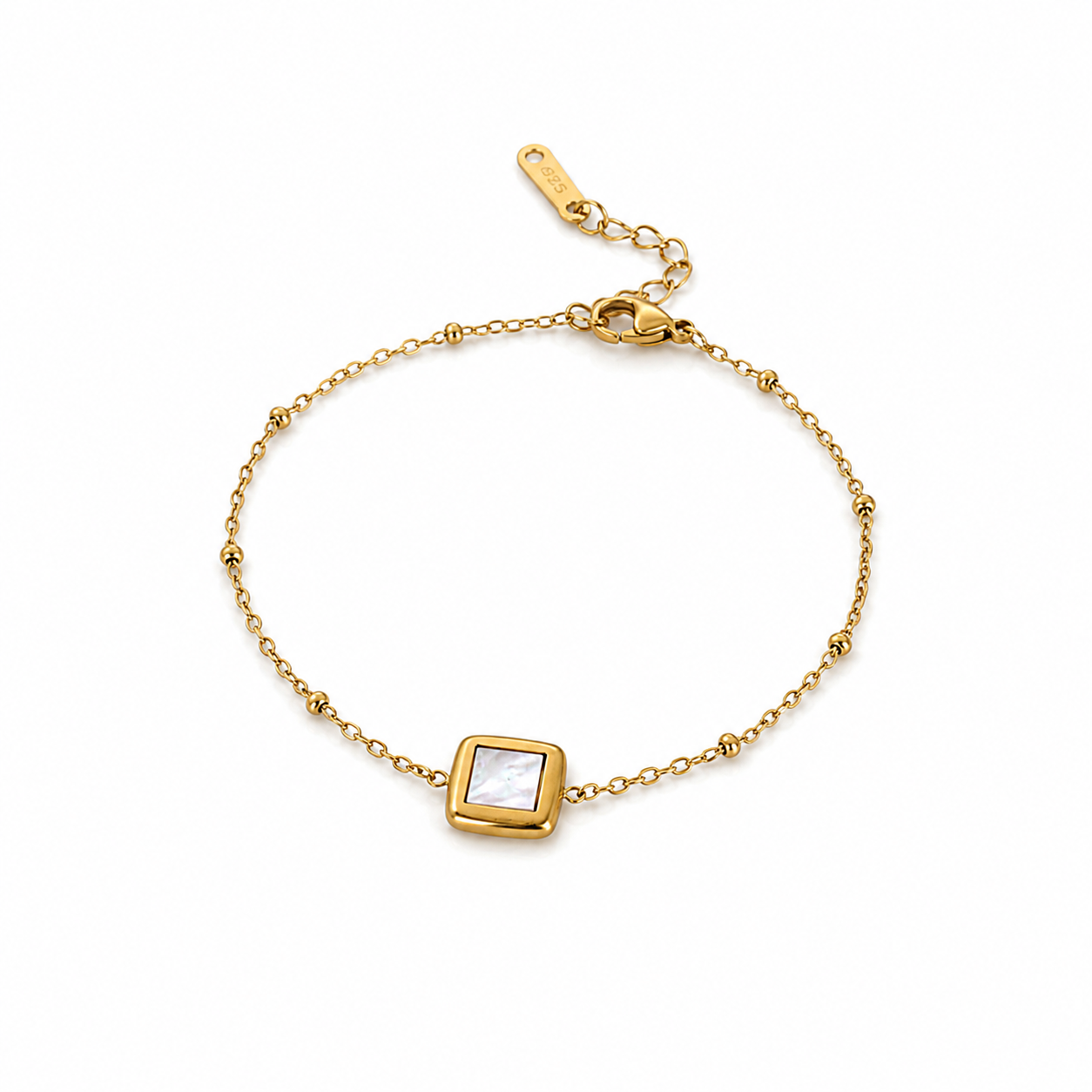 White Square Gold Bracelet