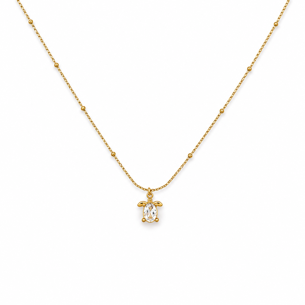 Turtle Stone Gold Necklace