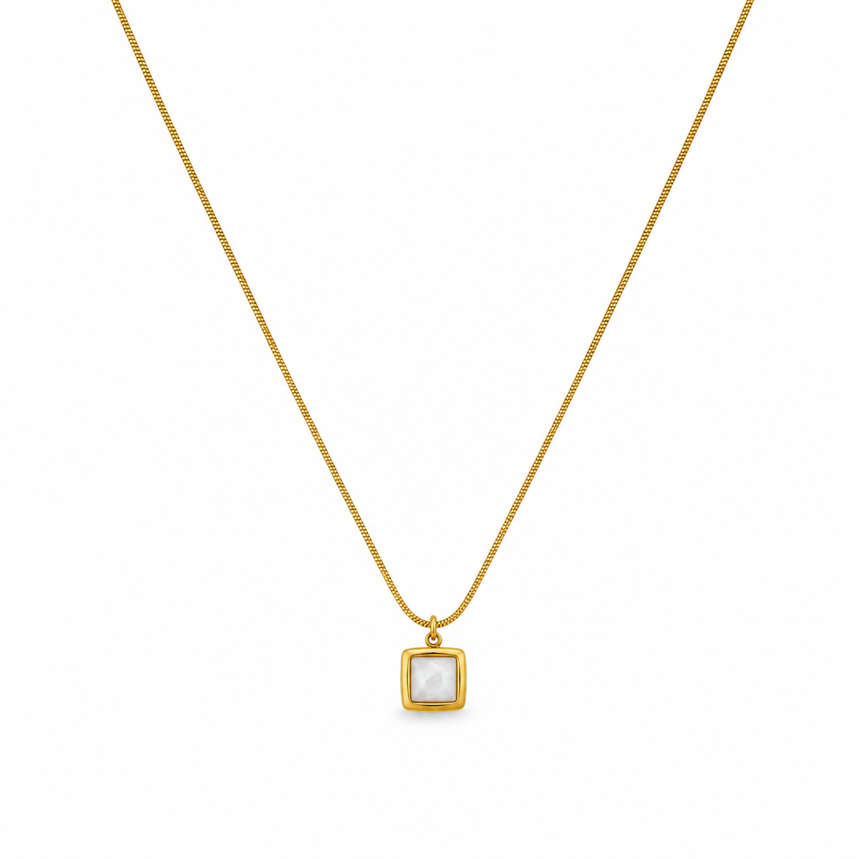 White Square Gold Necklace