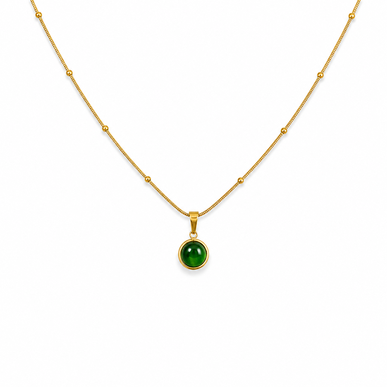 Green Stone Gold Necklace