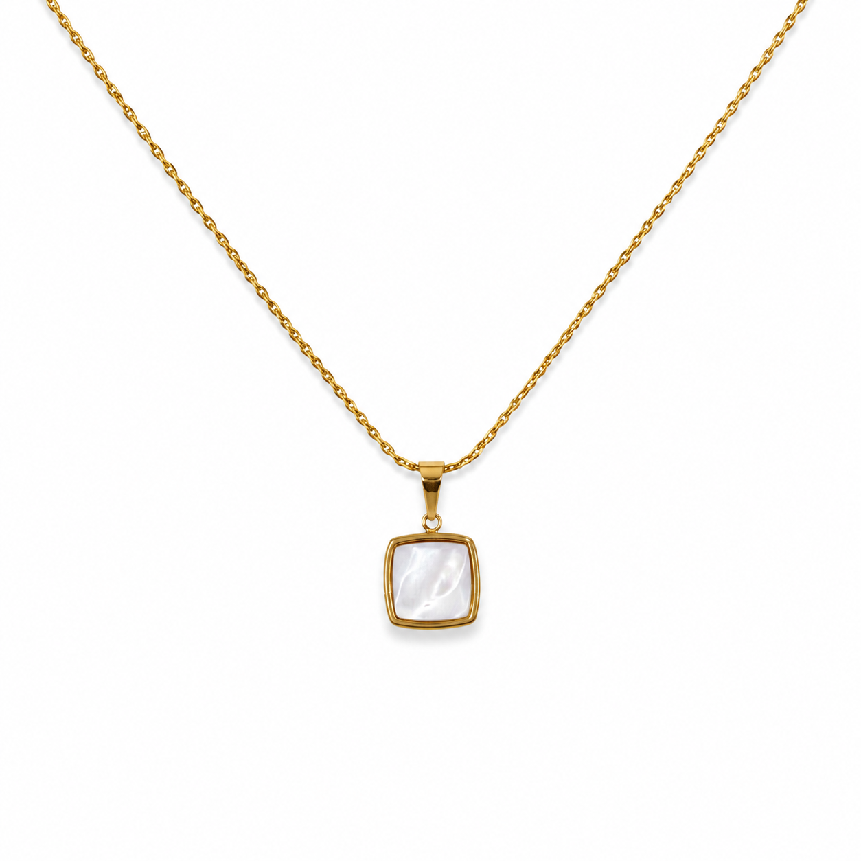 White Square Gold Necklace