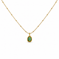 Green Bezel Gold Necklace