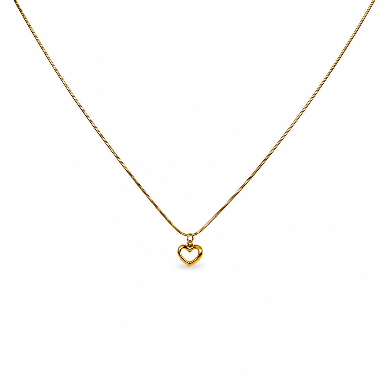 White Heart Gold Necklace